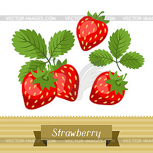 Set of various stylized strawberries - vector EPS clipart