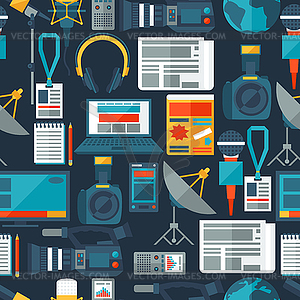 Seamless pattern with journalism icons - vector image