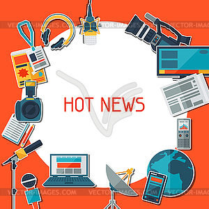 Background with journalism icons - vector clipart