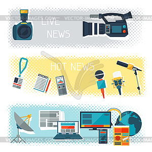 Banners with journalism icons - vector clip art