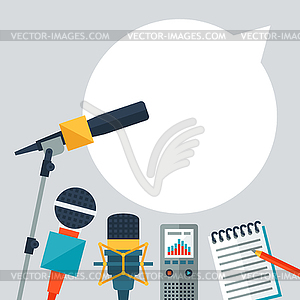 Background with journalism icons - vector clipart