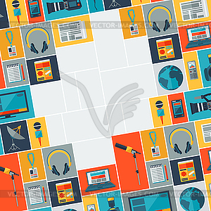 Background with journalism icons - vector EPS clipart