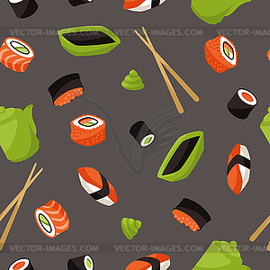 Seamless pattern with sushi - vector image