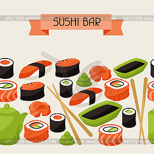 Seamless pattern with sushi - vector clipart