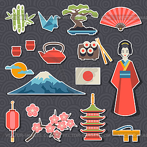 Japan icons and symbols set - vector clipart