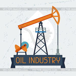 Oil pump jack background - stock vector clipart