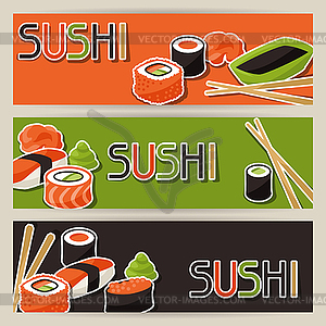 Banners with sushi - vector EPS clipart