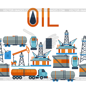 Industrial seamless pattern with oil and petrol - vector image