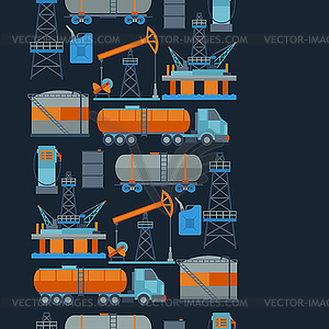 Industrial seamless pattern with oil and petrol - vector clipart