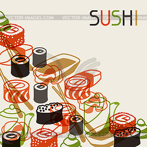 Background with sushi - vector image