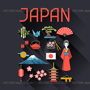 Japan icons and symbols set - vector clipart