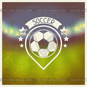 Sports label with soccer symbols - vector clipart