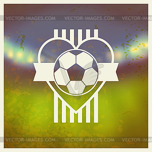 Sports label with soccer symbols - vector image