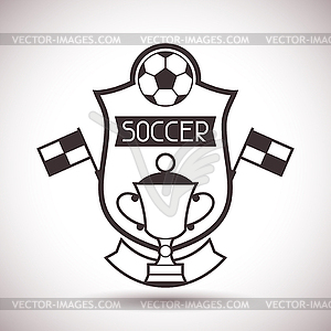 Sports label with soccer symbols - vector image