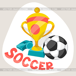 Sports background with soccer symbols - vector image