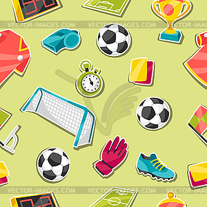 Спорт бесшовные модели с футбольным наклейка символов - векторное изображение EPS