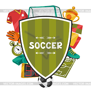 Sports background with soccer football symbols - vector image