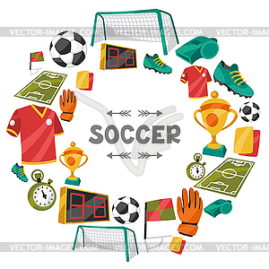 Sports background with soccer football symbols - royalty-free vector image