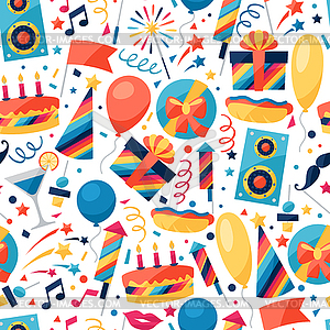 Celebration seamless pattern with party icons and - vector clip art