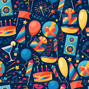 Celebration seamless pattern with party icons and - vector clipart