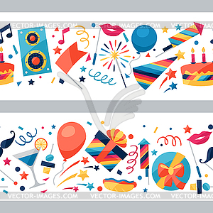 Celebration seamless pattern with party icons and - vector image