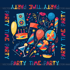 Celebration background with party icons and objects - vector clipart