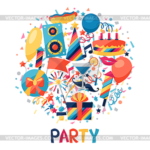 Празднование фон с партийными икон и предметов - векторный клипарт / векторное изображение