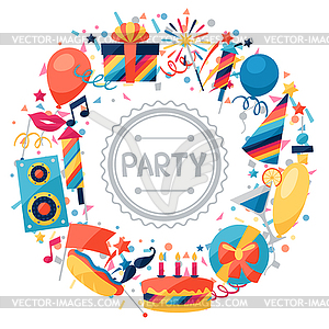 Celebration background with party icons and objects - vector EPS clipart