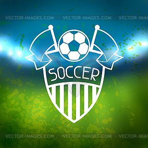 Sports label with soccer symbols - vector clipart