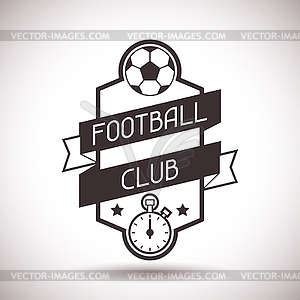 Sports label with football symbols - vector clipart