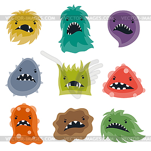 Set of little angry viruses and monsters - vector clipart