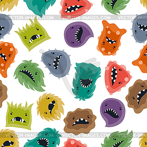 Seamless pattern with little angry viruses and - vector image