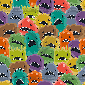 Seamless pattern with little angry viruses and - stock vector clipart