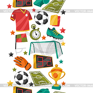 Sports seamless pattern with soccer football symbols - vector image