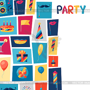 Celebration background with party icons and objects - vector image