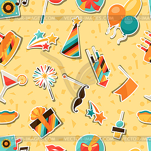 Celebration seamless pattern with party sticker - color vector clipart