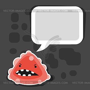 Background with little angry virus or monster - vector clipart