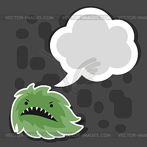 Background with little angry virus or monster - color vector clipart