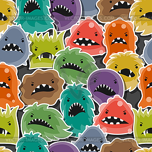 Seamless pattern with little angry viruses and - vector clip art