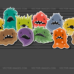 Seamless pattern with little angry viruses and - vector image