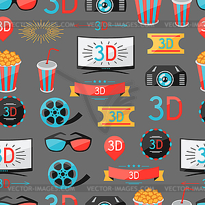 Seamless pattern of movie elements and cinema icons - royalty-free vector image