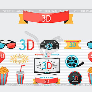 Seamless pattern of movie elements and cinema icons - vector clip art
