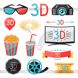 Set of movie design elements and cinema icons - vector clip art