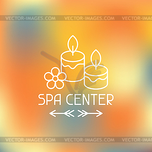 Spa label on blurred background - vector clip art