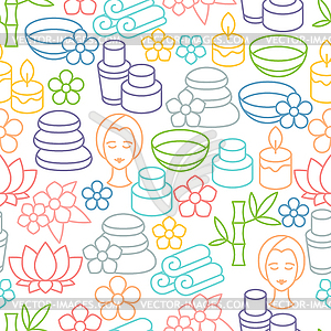 Spa and recreation seamless pattern with icons in - vector clipart