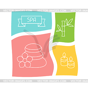 Spa and recreation background with icons in linear - vector clipart