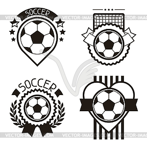 Set of sports labels with soccer football symbols - vector image