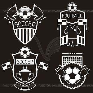 Set of sports labels with soccer football symbols - vector EPS clipart