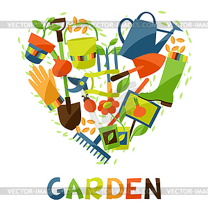 Background with garden design elements and icons - vector clip art