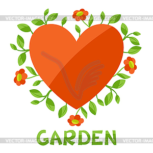 Background with heart and flowers love garden - royalty-free vector clipart